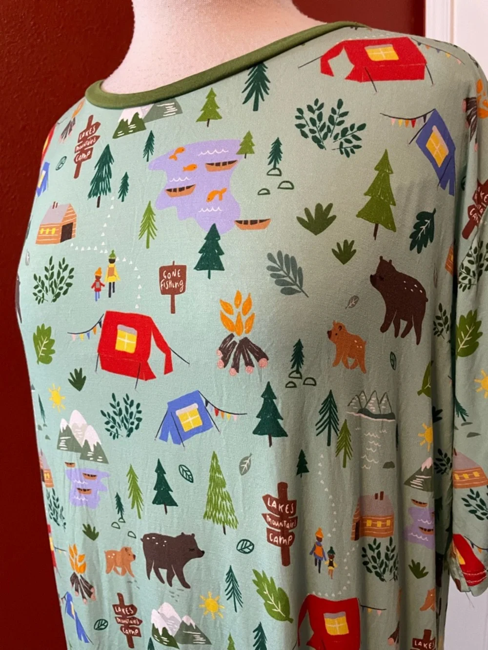 Little‎ Sleepies Women’s Bamboo Happy Camper Short Sleeve Breathable Tee Shirt